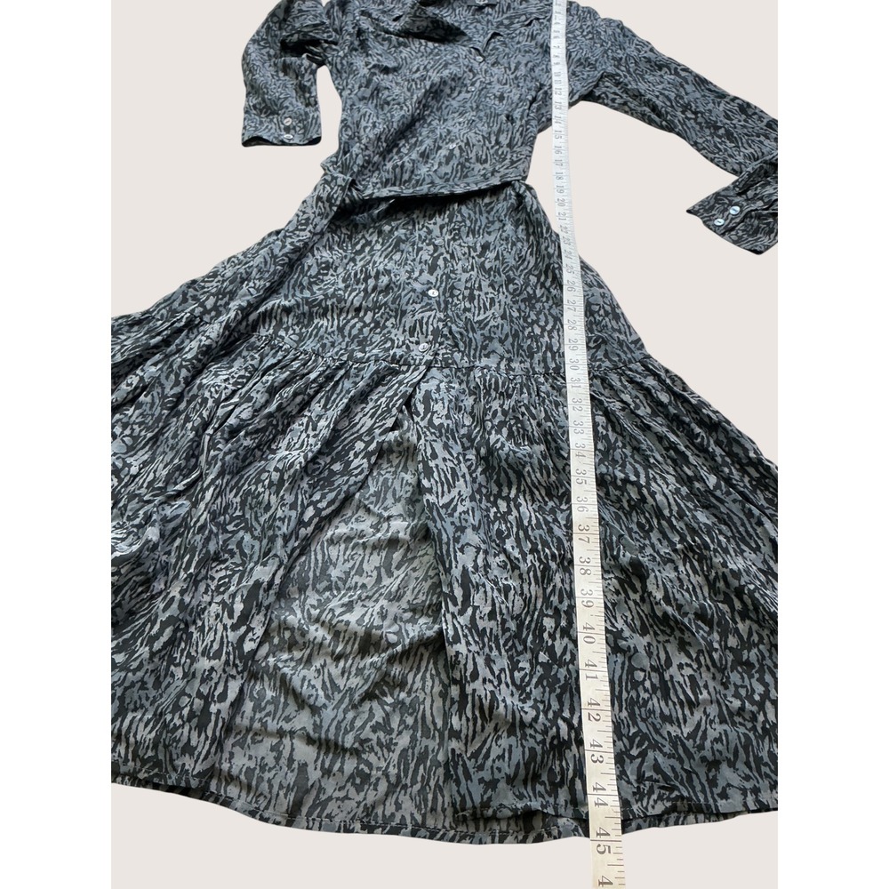 Rails Grey Black Abstract Animal Print Tiered Midi Shirt Dress Small - Picture 5 of 11